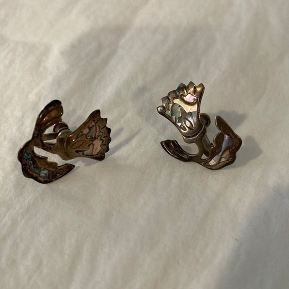 Vintage silver Abalone earrings